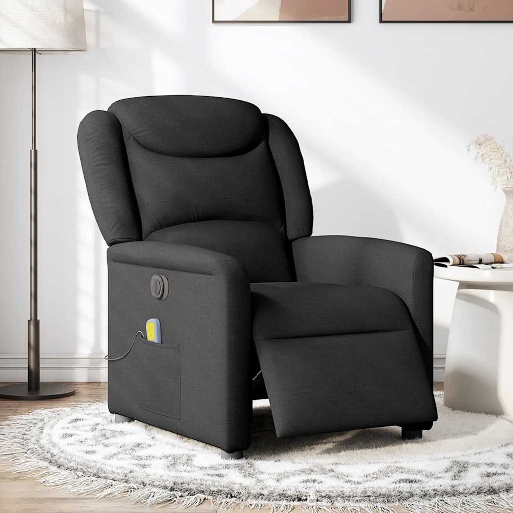 vidaXL Sillón reclinable de masaje eléctrico tela negro