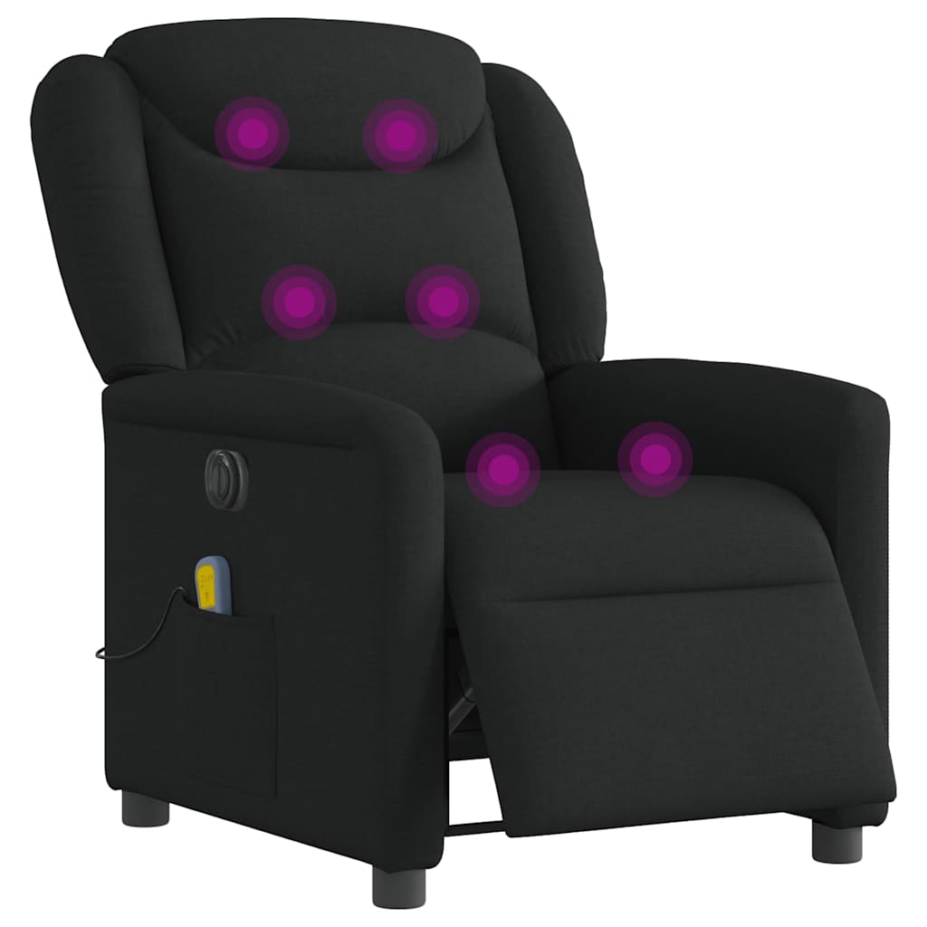 vidaXL Sillón reclinable de masaje eléctrico tela negro