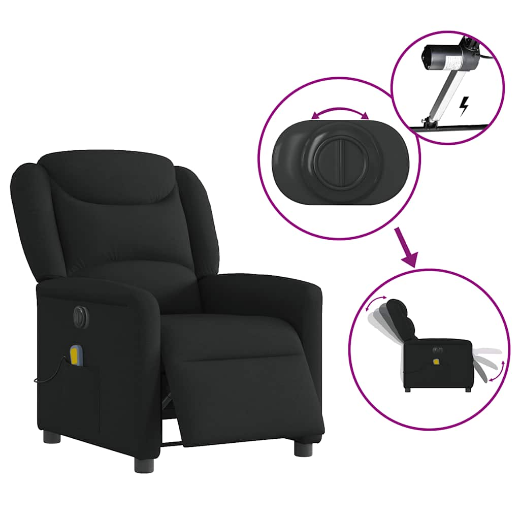 vidaXL Sillón reclinable de masaje eléctrico tela negro