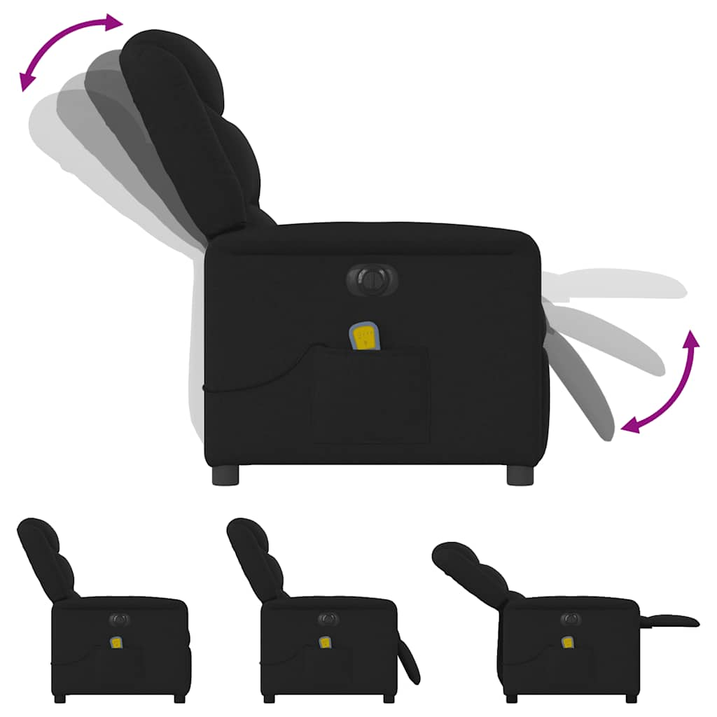 vidaXL Sillón reclinable de masaje eléctrico tela negro