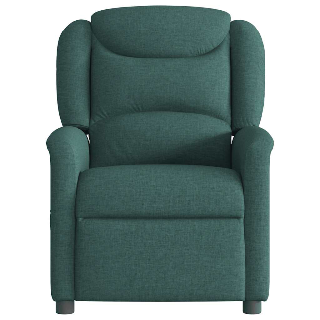 vidaXL Sillón reclinable de masaje eléctrico tela verde oscuro