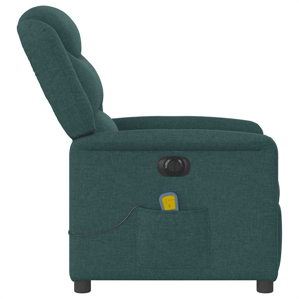 vidaXL Sillón reclinable de masaje eléctrico tela verde oscuro