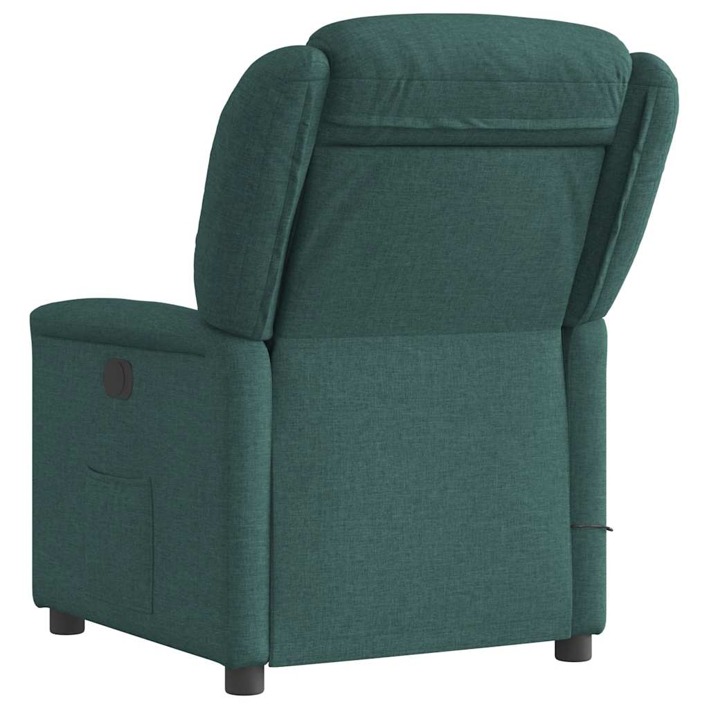 vidaXL Sillón reclinable de masaje eléctrico tela verde oscuro