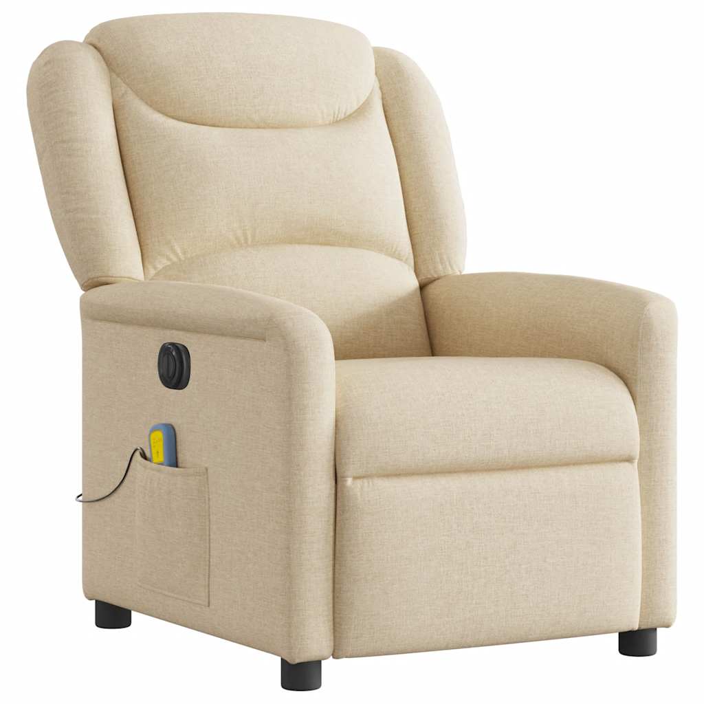 vidaXL Sillón reclinable de masaje eléctrico tela color crema