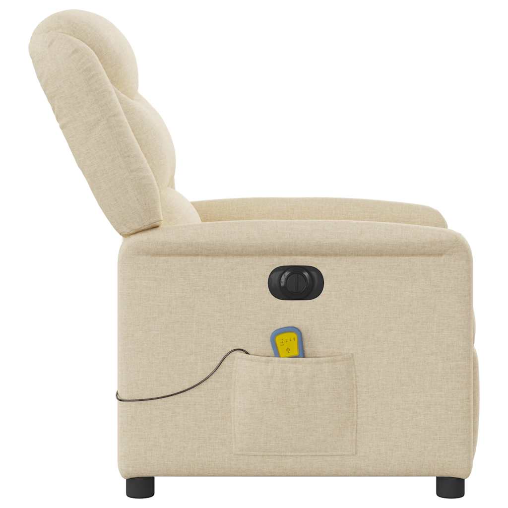 vidaXL Sillón reclinable de masaje eléctrico tela color crema