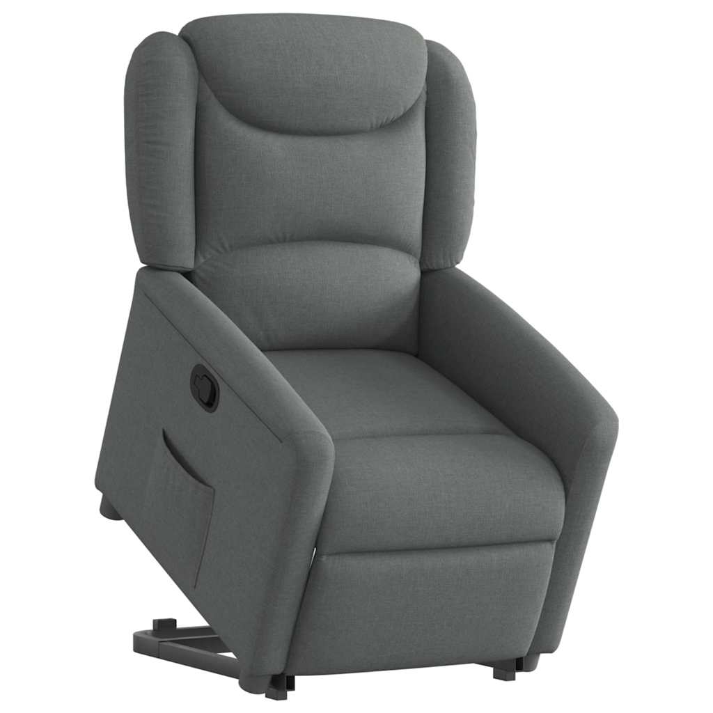 vidaXL Sillón reclinable elevable de tela gris oscuro