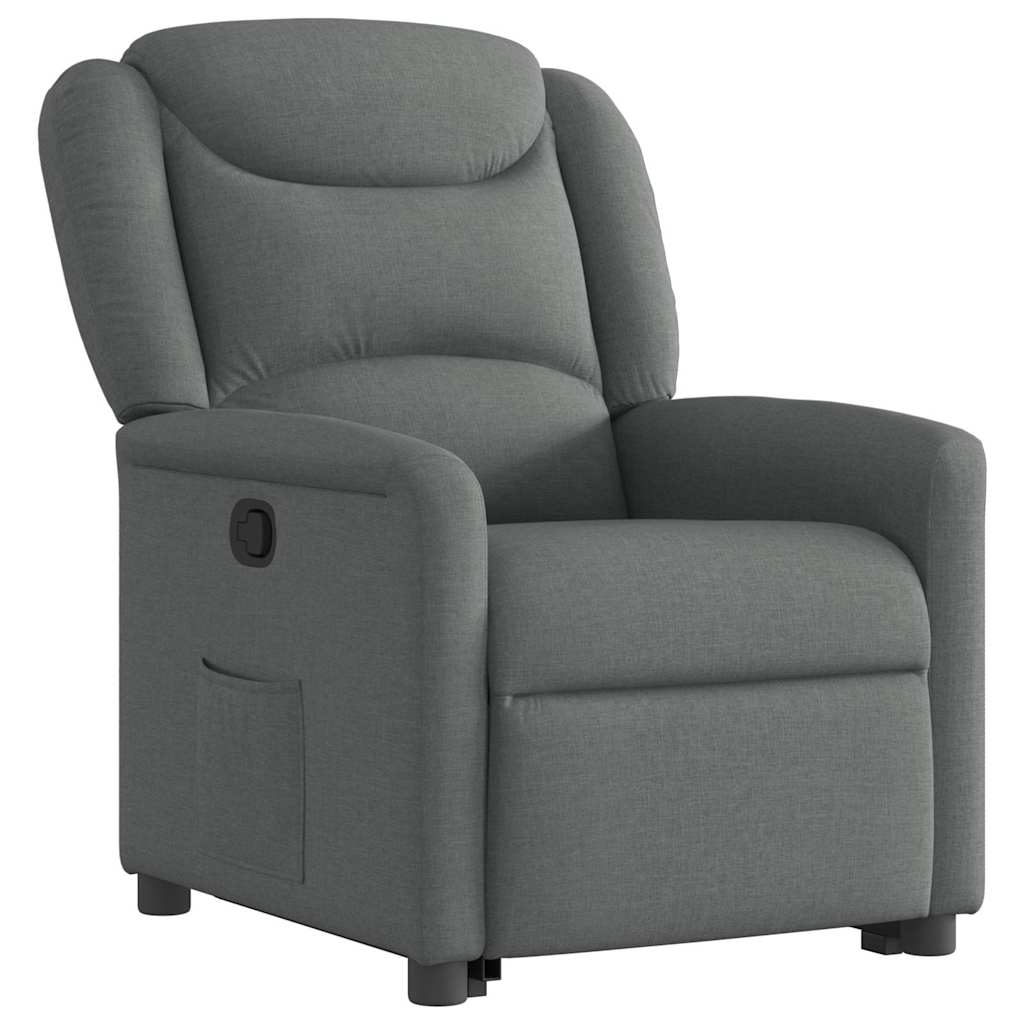 vidaXL Sillón reclinable elevable de tela gris oscuro