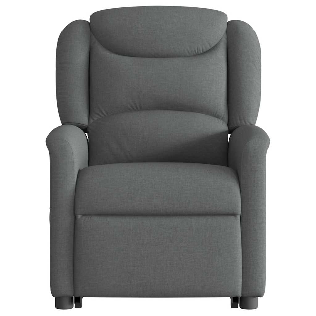 vidaXL Sillón reclinable elevable de tela gris oscuro