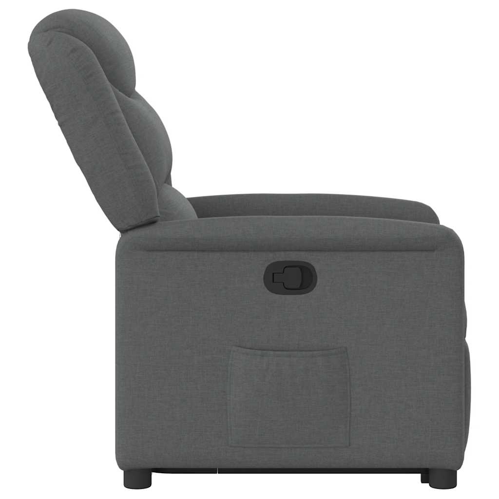 vidaXL Sillón reclinable elevable de tela gris oscuro