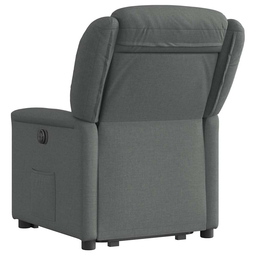 vidaXL Sillón reclinable elevable de tela gris oscuro