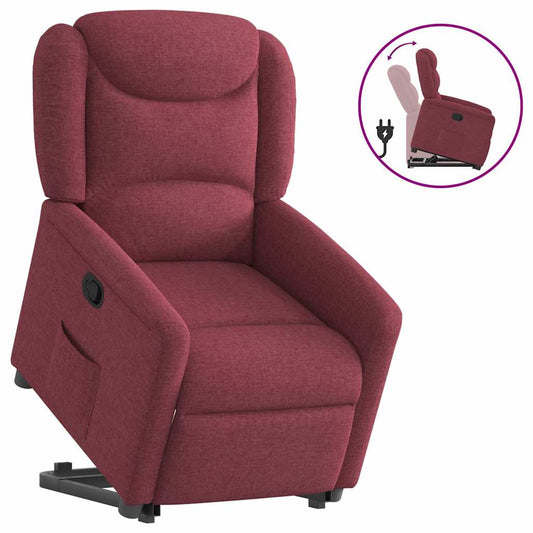 vidaXL Sillón reclinable elevable tela rojo tinto