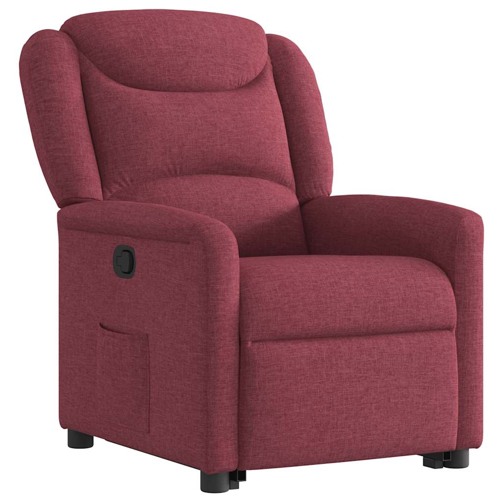 vidaXL Sillón reclinable elevable tela rojo tinto