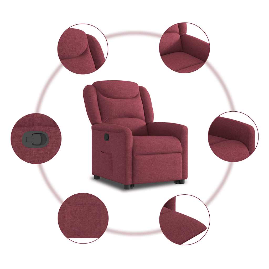 vidaXL Sillón reclinable elevable tela rojo tinto