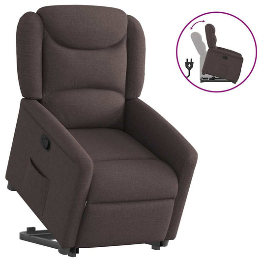 vidaXL Sillón reclinable elevable tela marrón oscuro