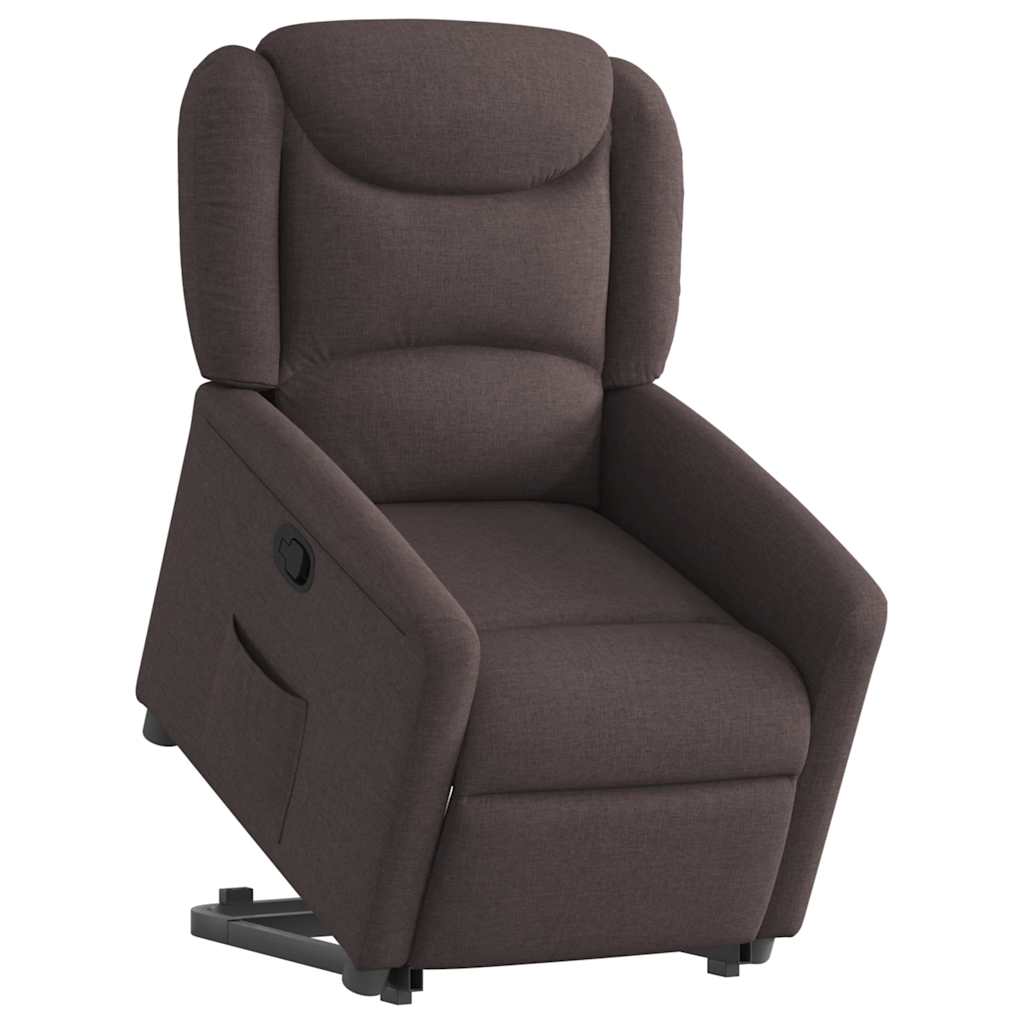 vidaXL Sillón reclinable elevable tela marrón oscuro