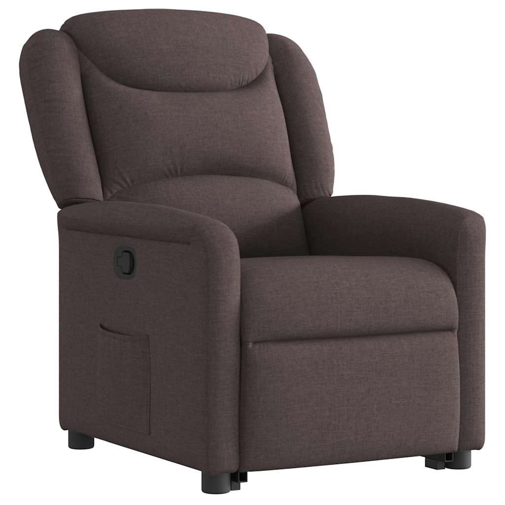 vidaXL Sillón reclinable elevable tela marrón oscuro