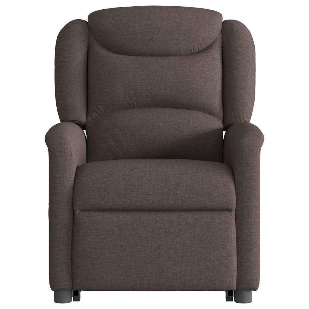 vidaXL Sillón reclinable elevable tela marrón oscuro