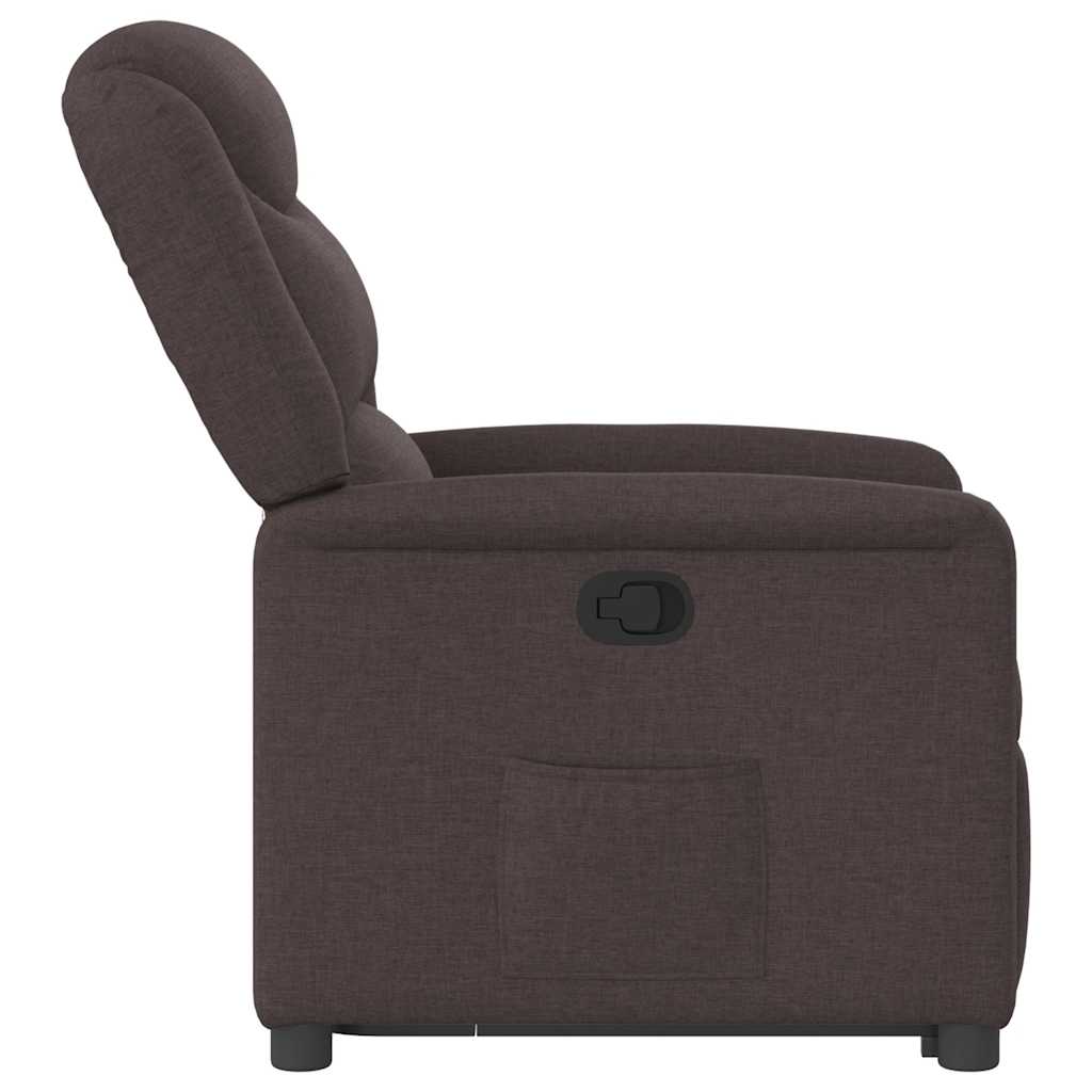 vidaXL Sillón reclinable elevable tela marrón oscuro