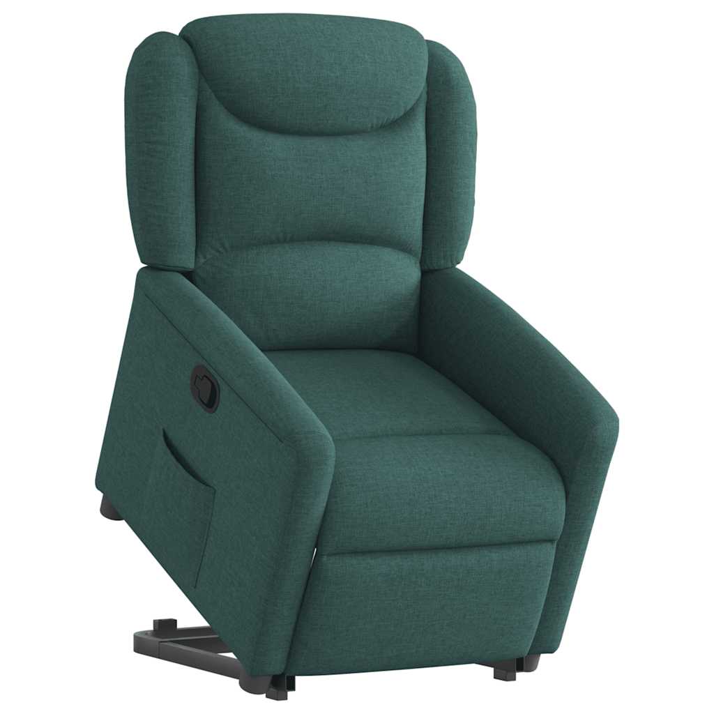 vidaXL Sillón reclinable elevable tela verde oscuro