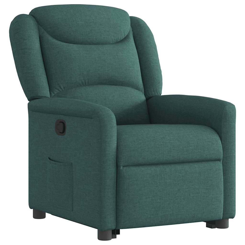 vidaXL Sillón reclinable elevable tela verde oscuro