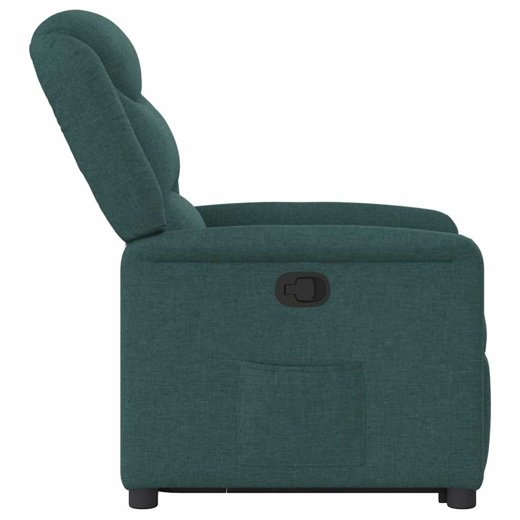 vidaXL Sillón reclinable elevable tela verde oscuro