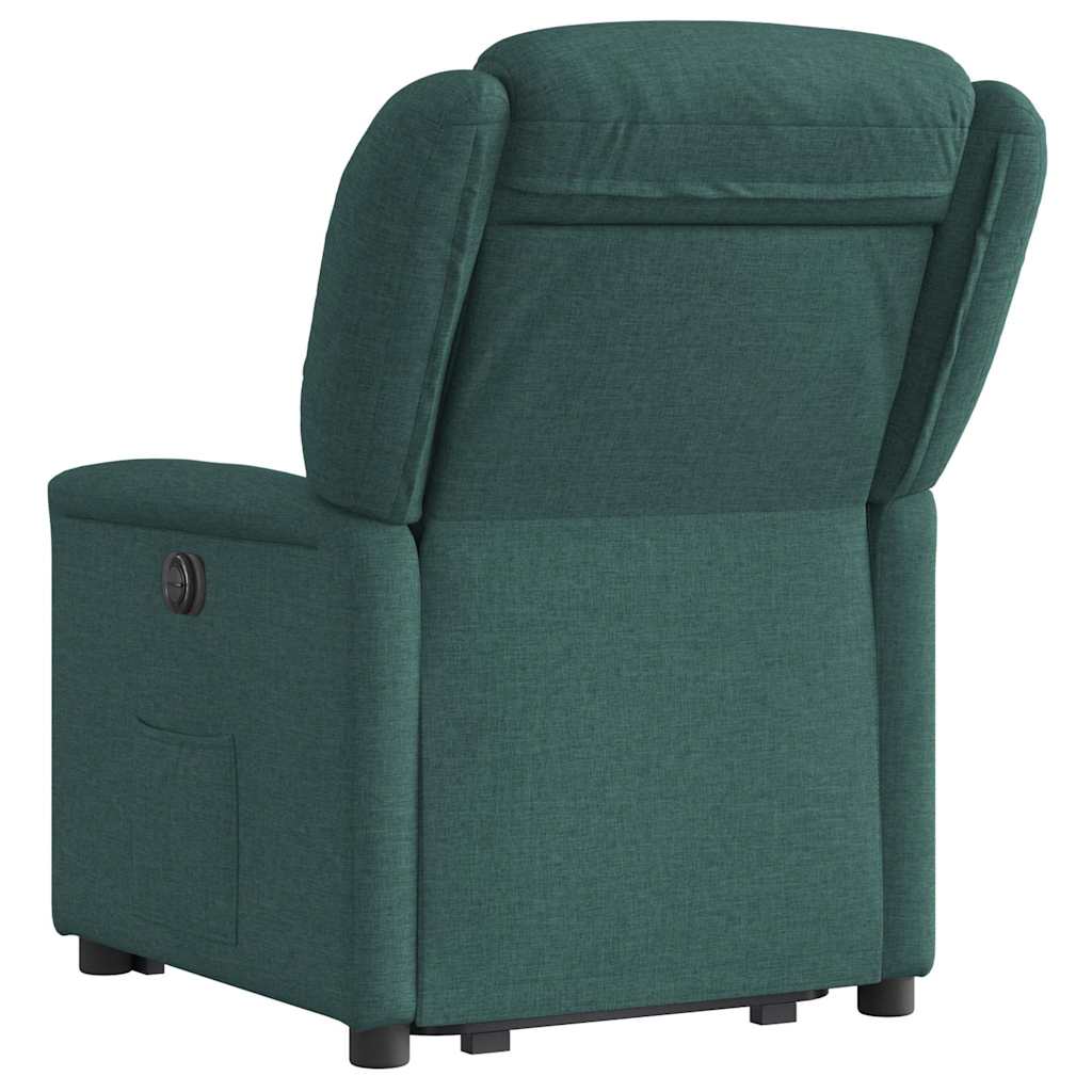 vidaXL Sillón reclinable elevable tela verde oscuro