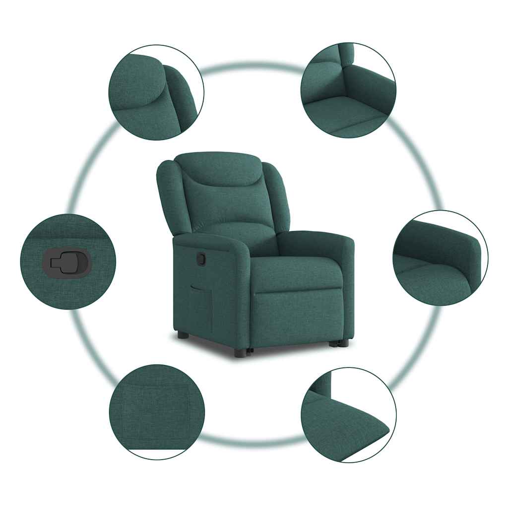 vidaXL Sillón reclinable elevable tela verde oscuro