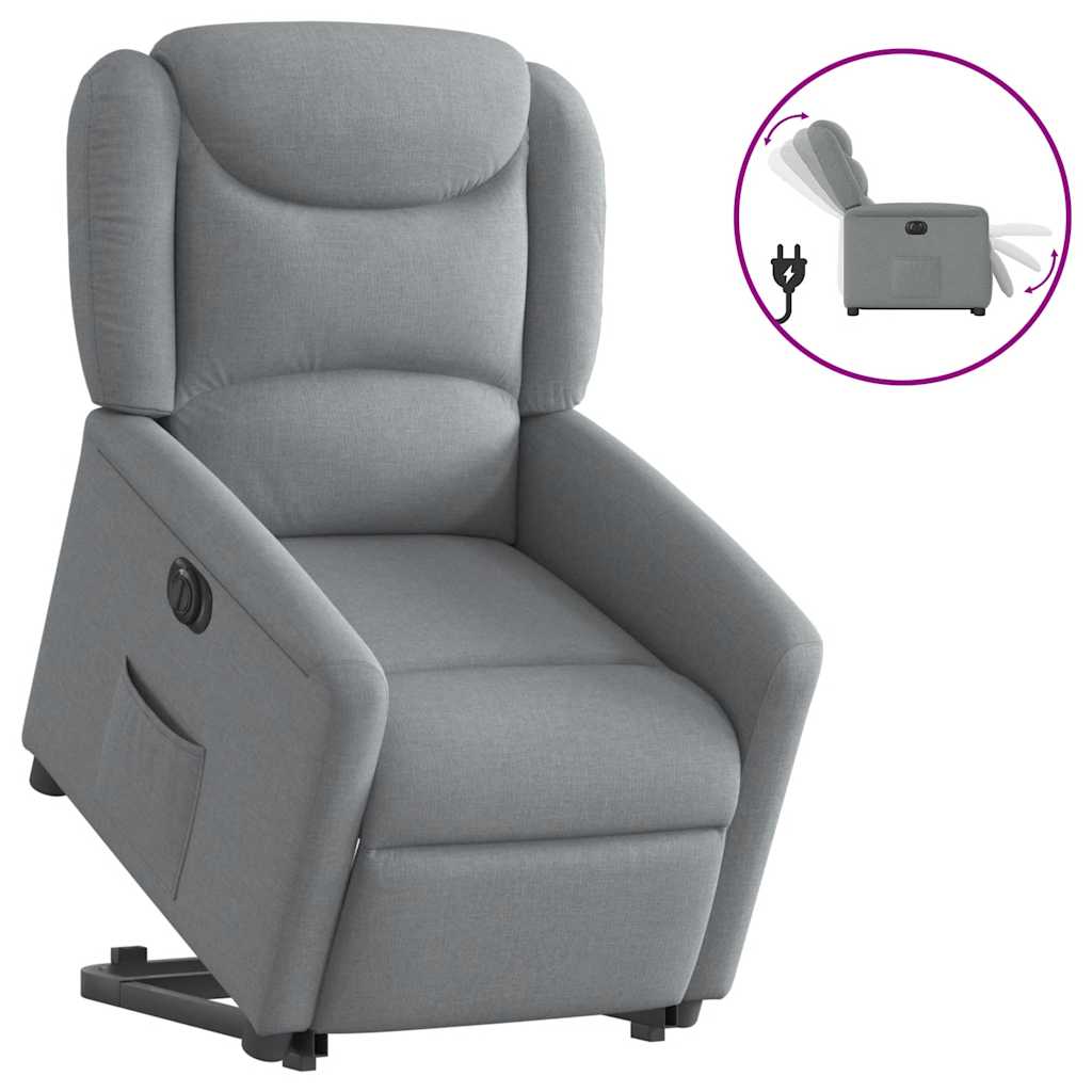 vidaXL Sillón eléctrico reclinable elevable de tela gris claro