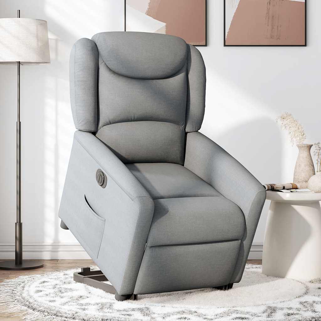 vidaXL Sillón eléctrico reclinable elevable de tela gris claro