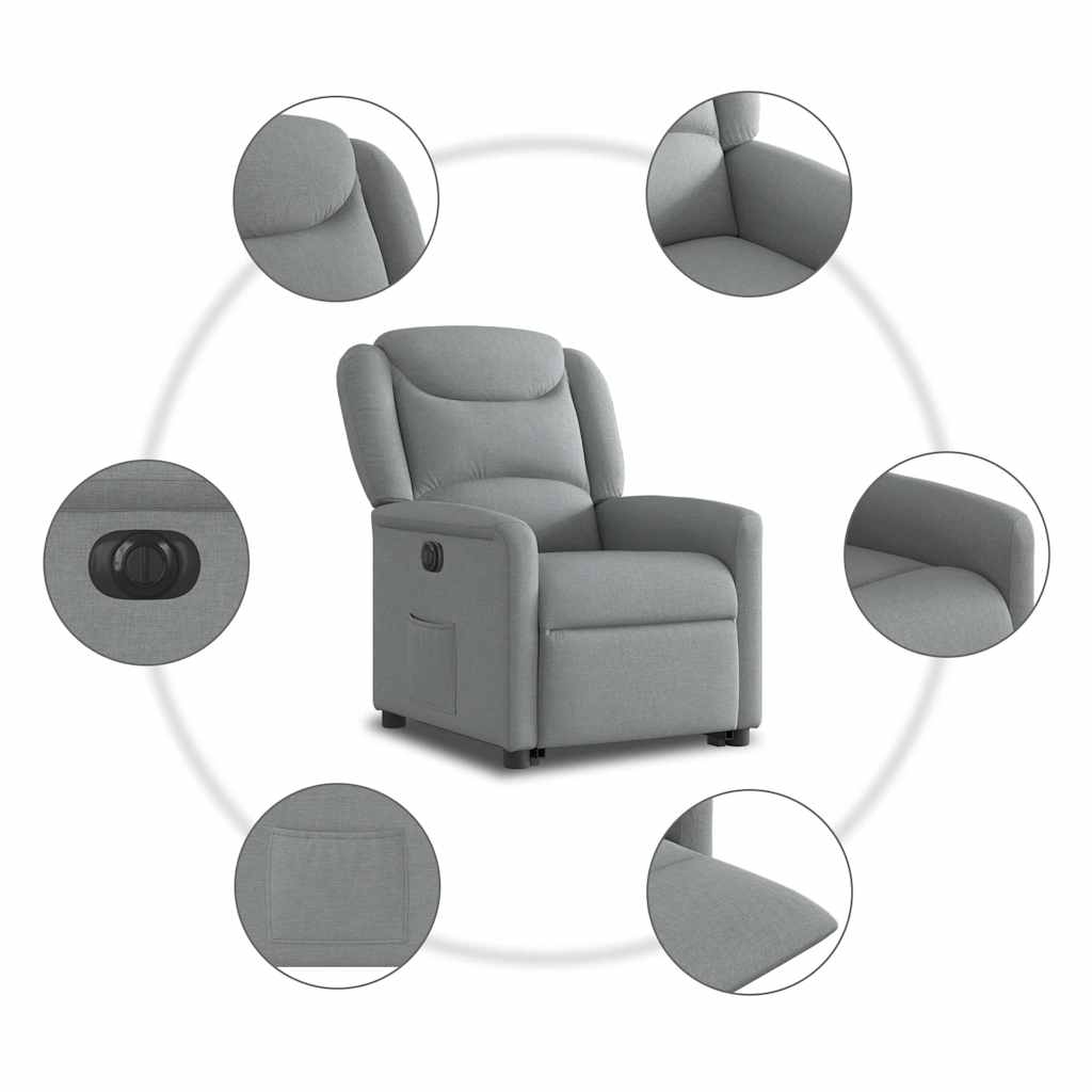 vidaXL Sillón eléctrico reclinable elevable de tela gris claro