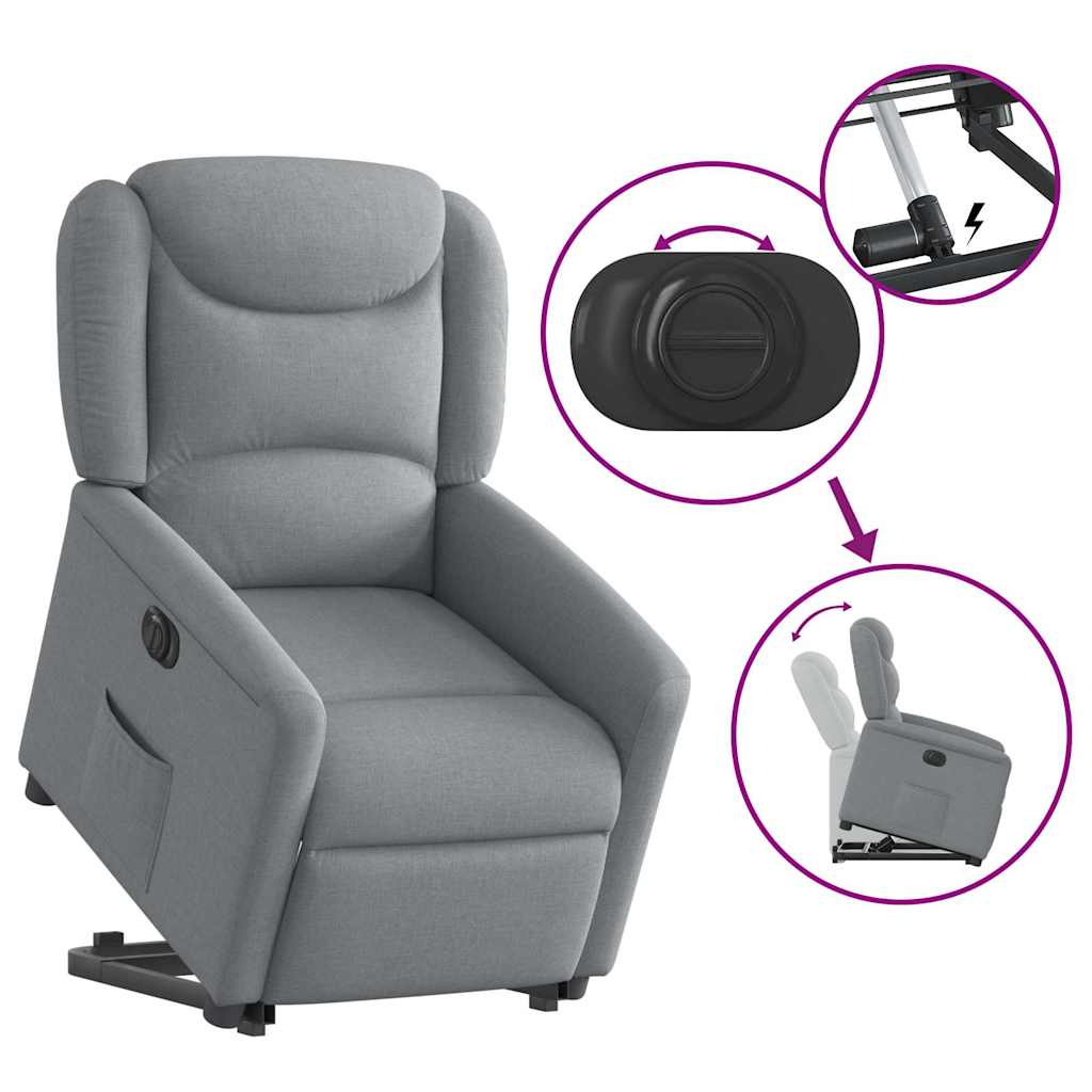 vidaXL Sillón eléctrico reclinable elevable de tela gris claro