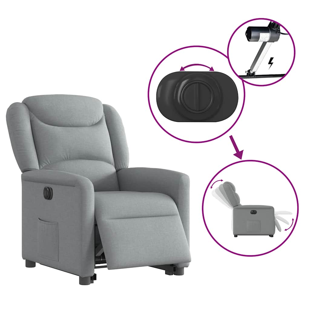 vidaXL Sillón eléctrico reclinable elevable de tela gris claro