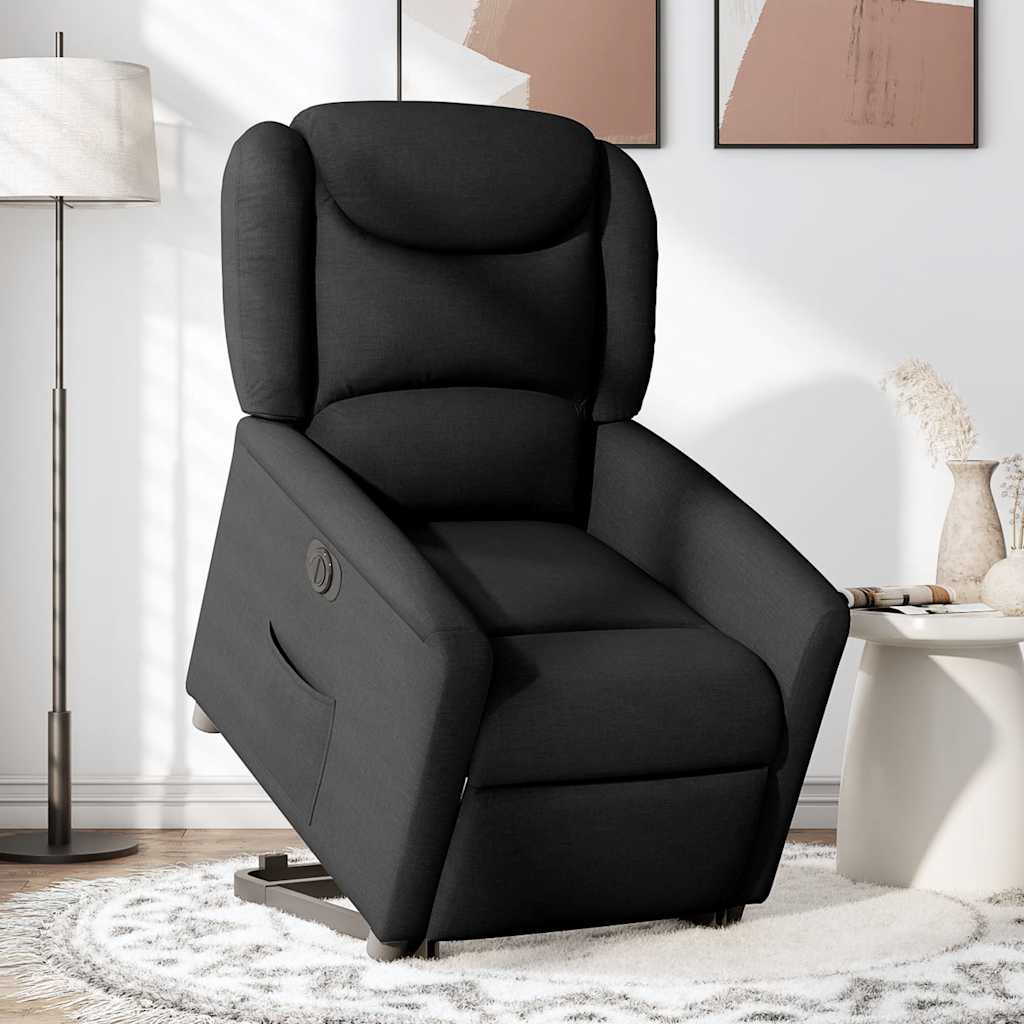 vidaXL Sillón eléctrico reclinable elevable de tela negro