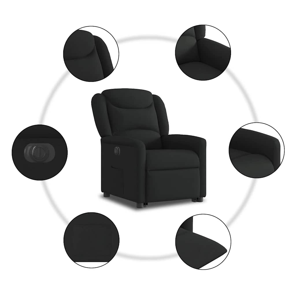 vidaXL Sillón eléctrico reclinable elevable de tela negro