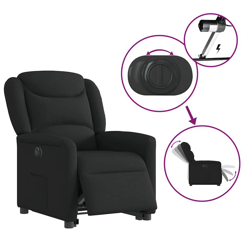 vidaXL Sillón eléctrico reclinable elevable de tela negro