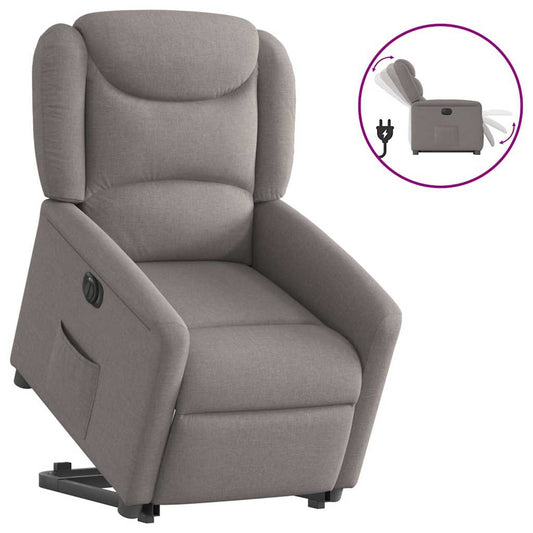 vidaXL Sillón eléctrico reclinable elevable de tela gris taupe