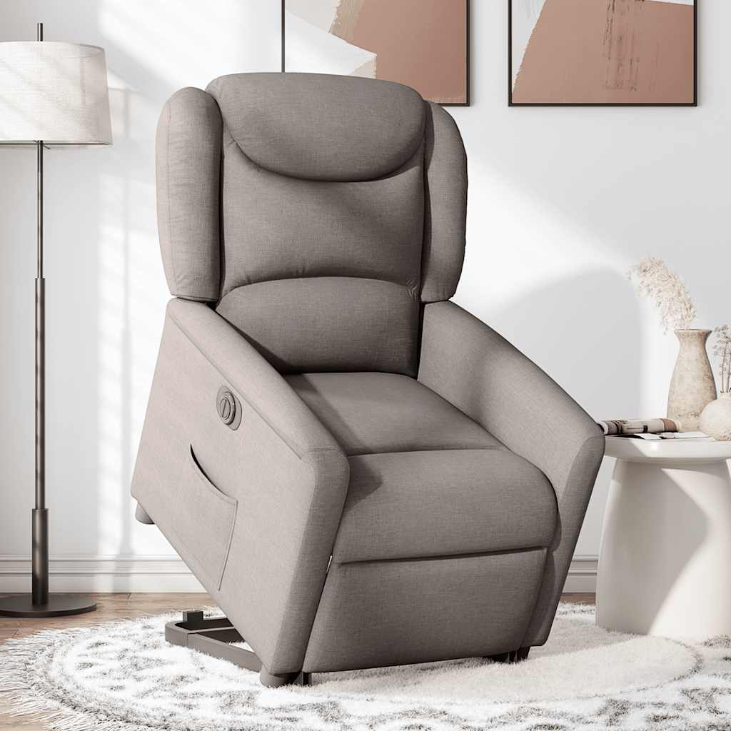 vidaXL Sillón eléctrico reclinable elevable de tela gris taupe