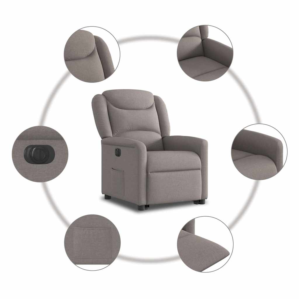 vidaXL Sillón eléctrico reclinable elevable de tela gris taupe