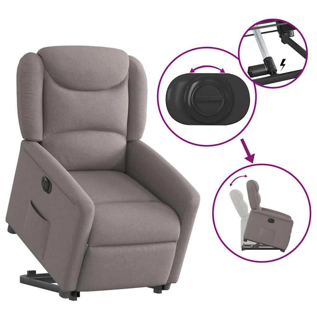 vidaXL Sillón eléctrico reclinable elevable de tela gris taupe