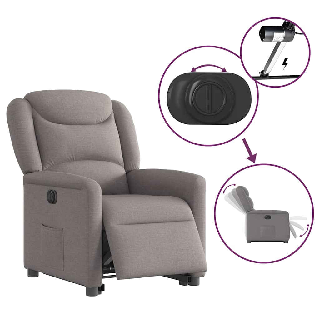 vidaXL Sillón eléctrico reclinable elevable de tela gris taupe