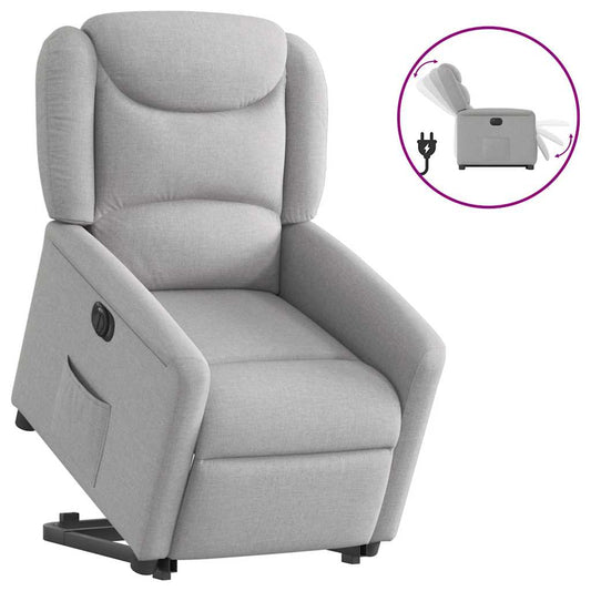 vidaXL Sillón eléctrico reclinable elevable de tela gris nube