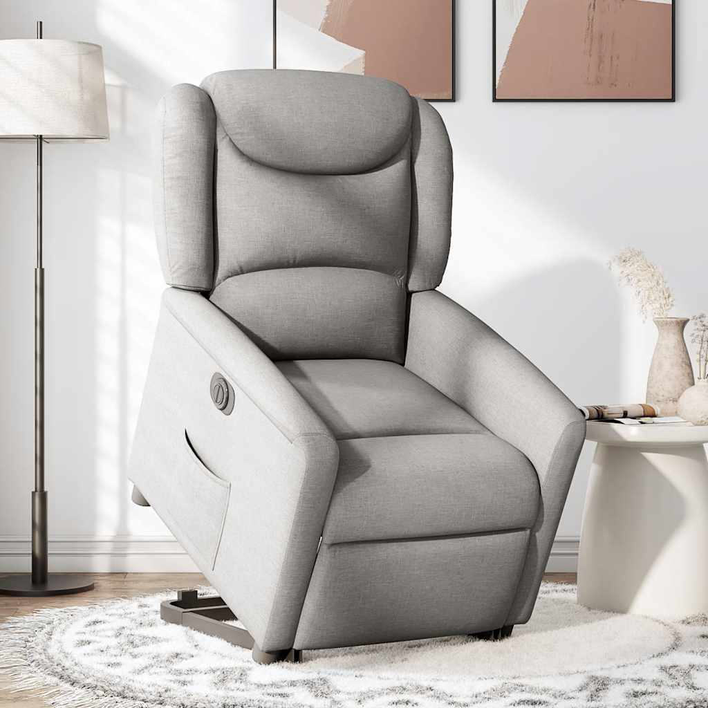 vidaXL Sillón eléctrico reclinable elevable de tela gris nube