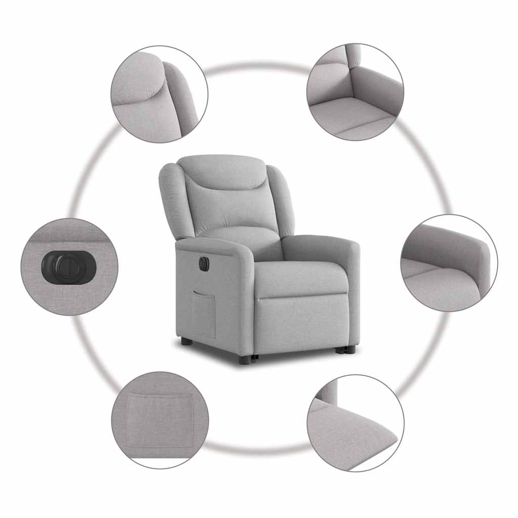 vidaXL Sillón eléctrico reclinable elevable de tela gris nube