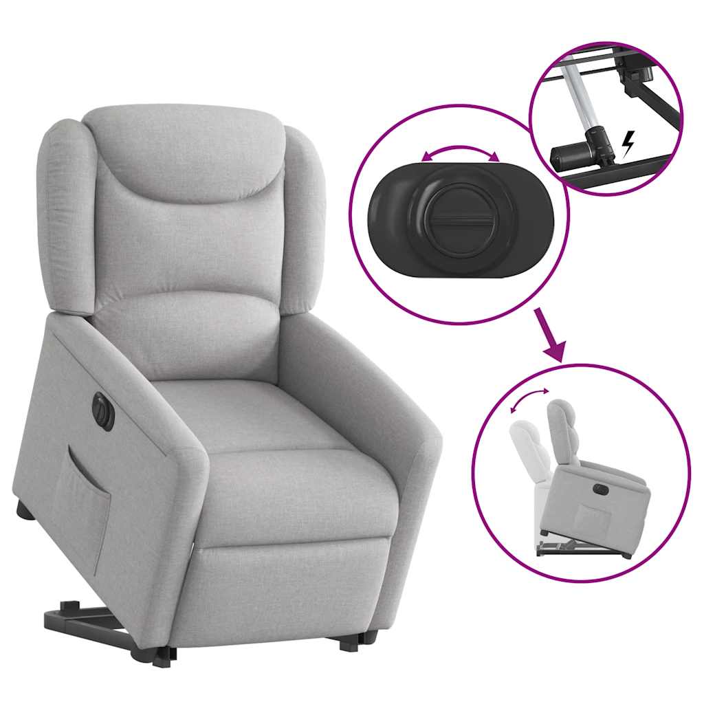 vidaXL Sillón eléctrico reclinable elevable de tela gris nube