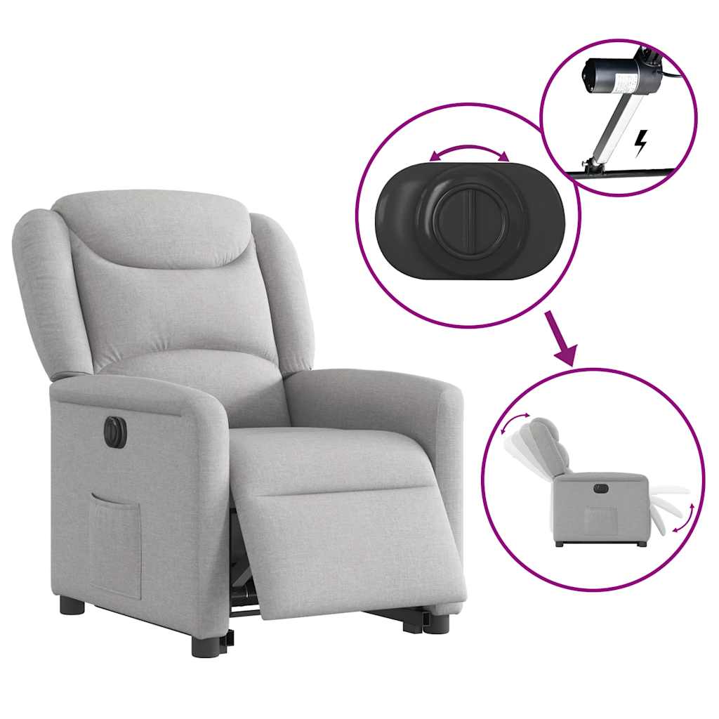 vidaXL Sillón eléctrico reclinable elevable de tela gris nube