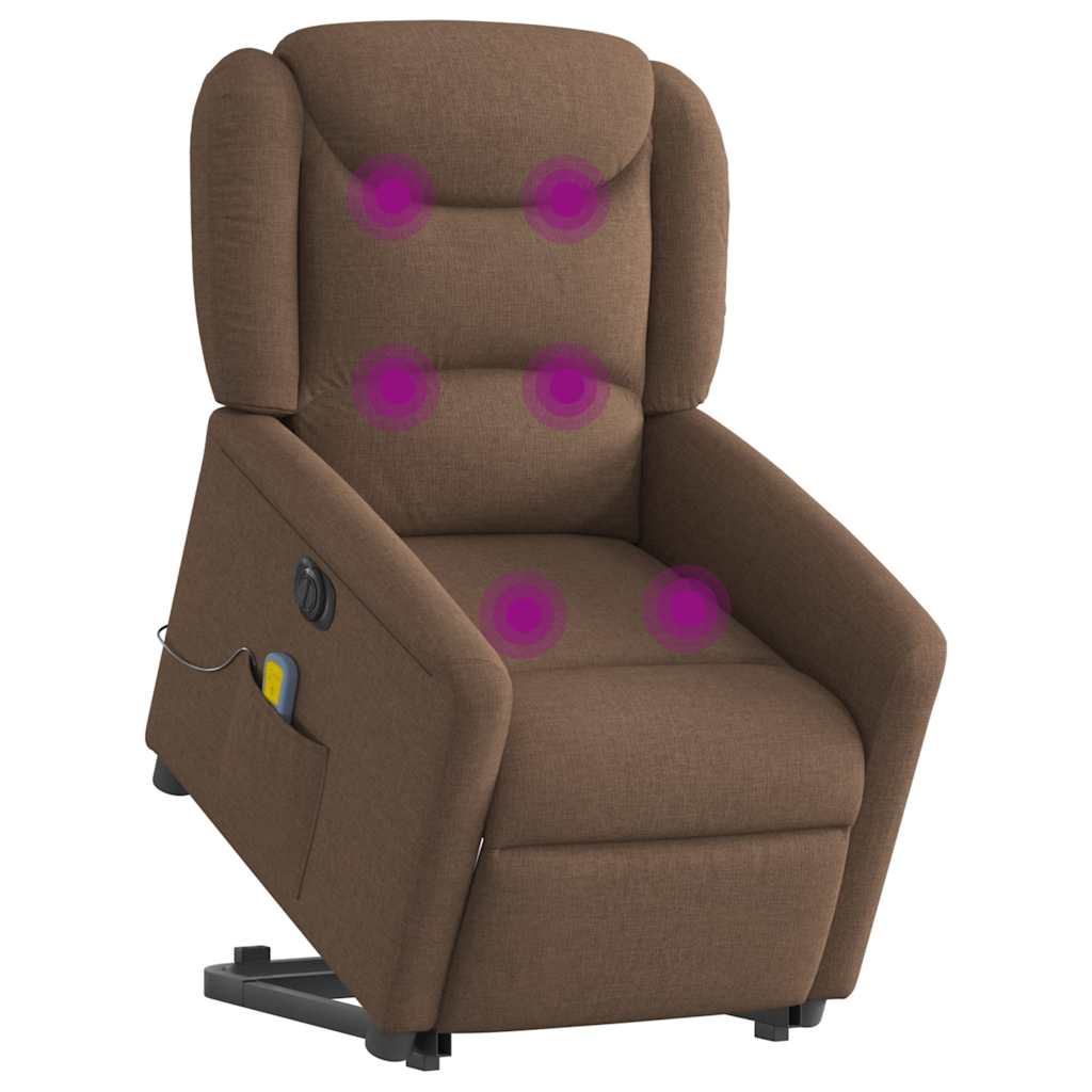 vidaXL Sillón de masaje eléctrico reclinable elevable tela marrón