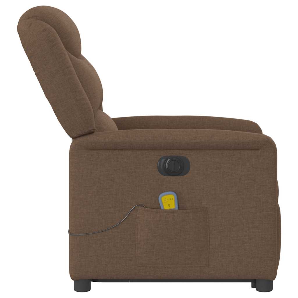 vidaXL Sillón de masaje eléctrico reclinable elevable tela marrón