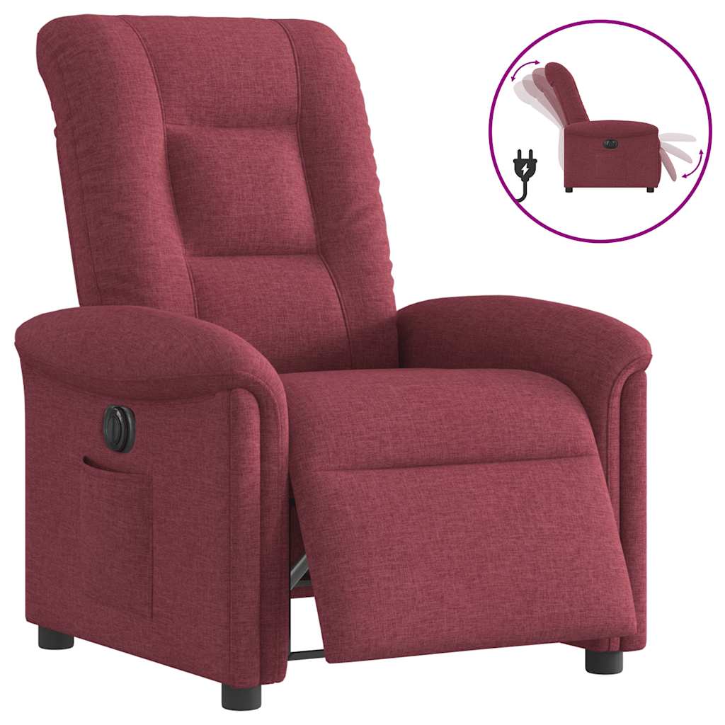 vidaXL Sillón reclinable eléctrico tela rojo tinto