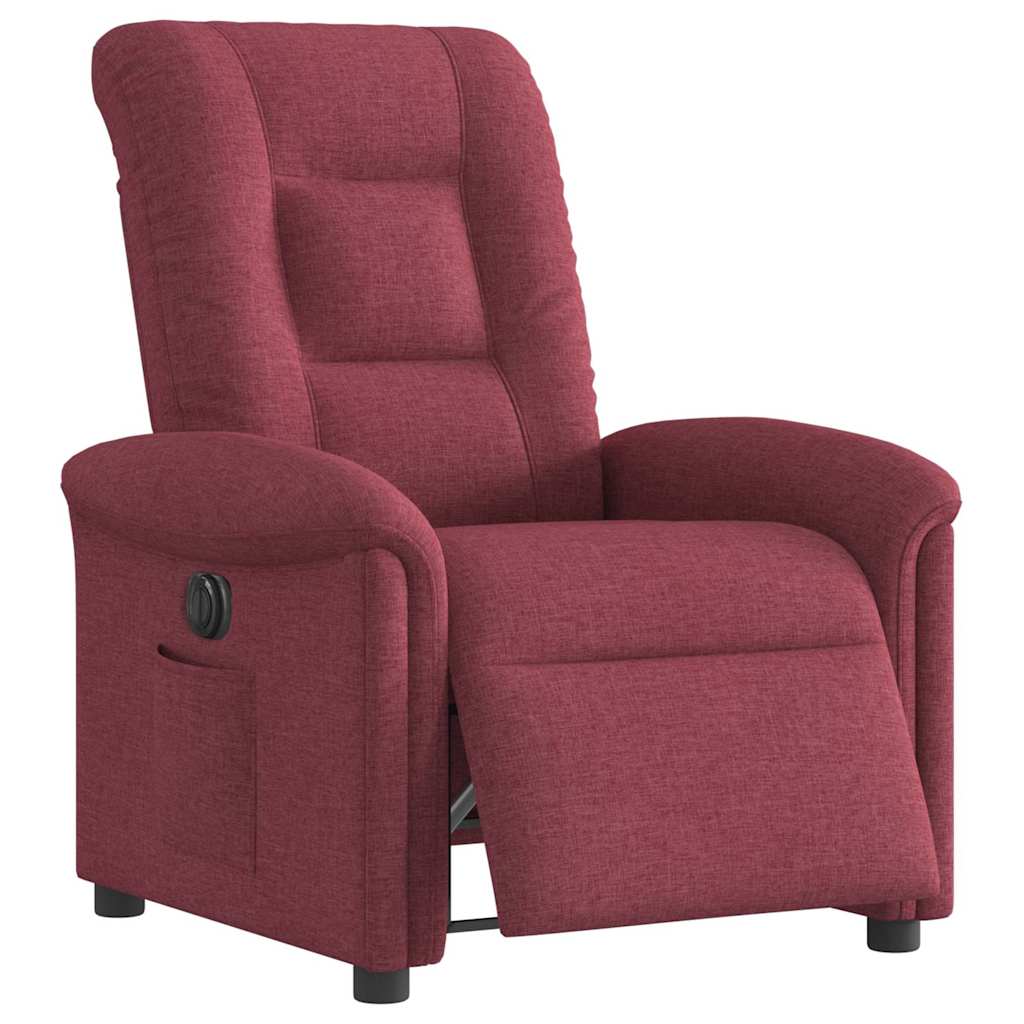 vidaXL Sillón reclinable eléctrico tela rojo tinto