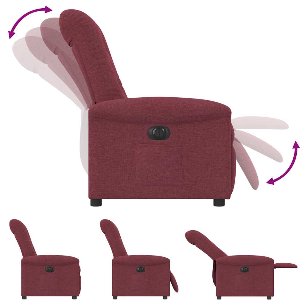 vidaXL Sillón reclinable eléctrico tela rojo tinto